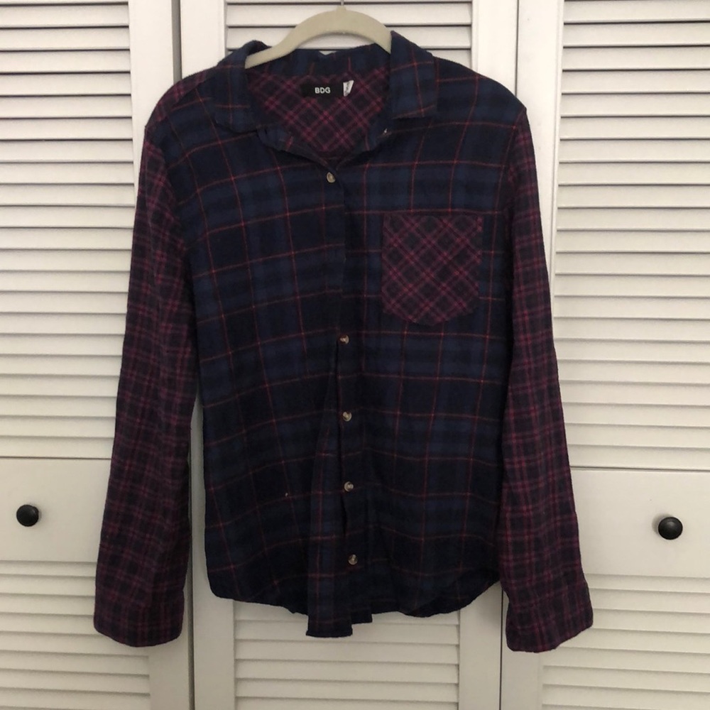BDG Navy and Burgundy Flannel SZ Medium.